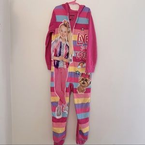 JoJo Siwa Girls'  Zippered Sleeper Jumpsuit- size L